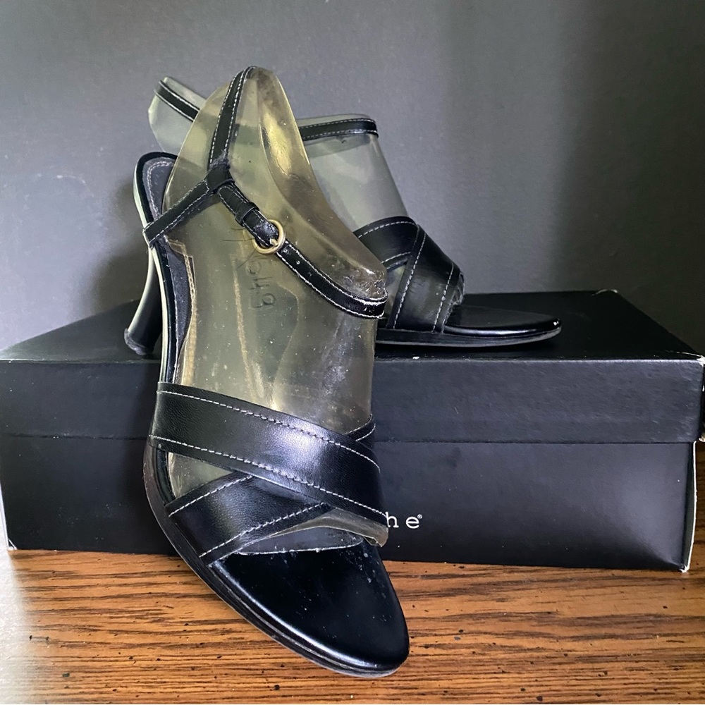 Black ankle strap heel sandals (S29)